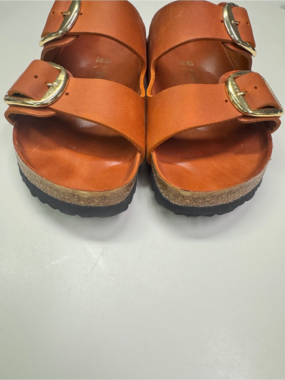 Birkenstock Arizona Big Buckle Leather Slides Burnt Orange Double Strap Size 40 - Picture 9 of 12